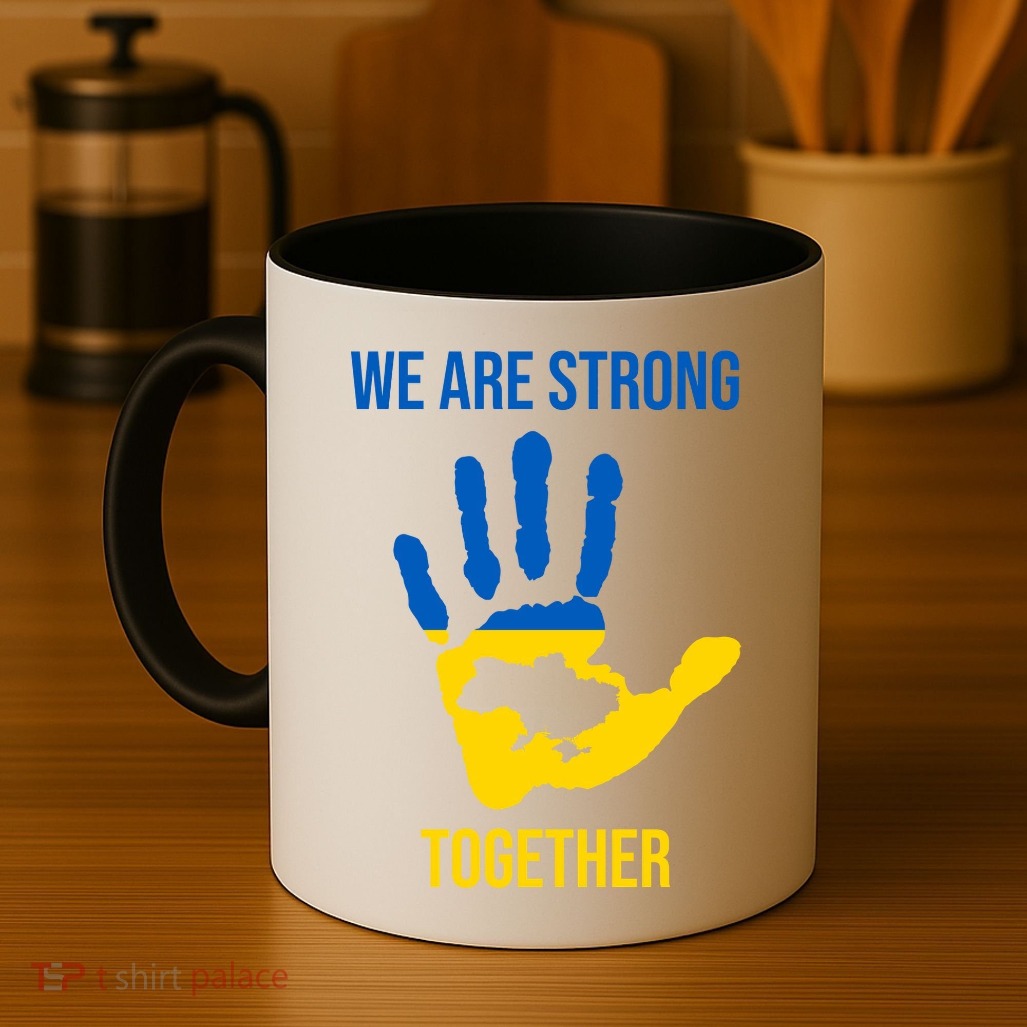 We Are Strong Together Ukraine Hand Print Coffee Mug
