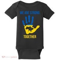 We Are Strong Together Ukraine Hand Print Baby Bodysuit thumb 0