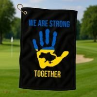 We Are Strong Together Ukraine Hand Print Golf Towel thumb 1