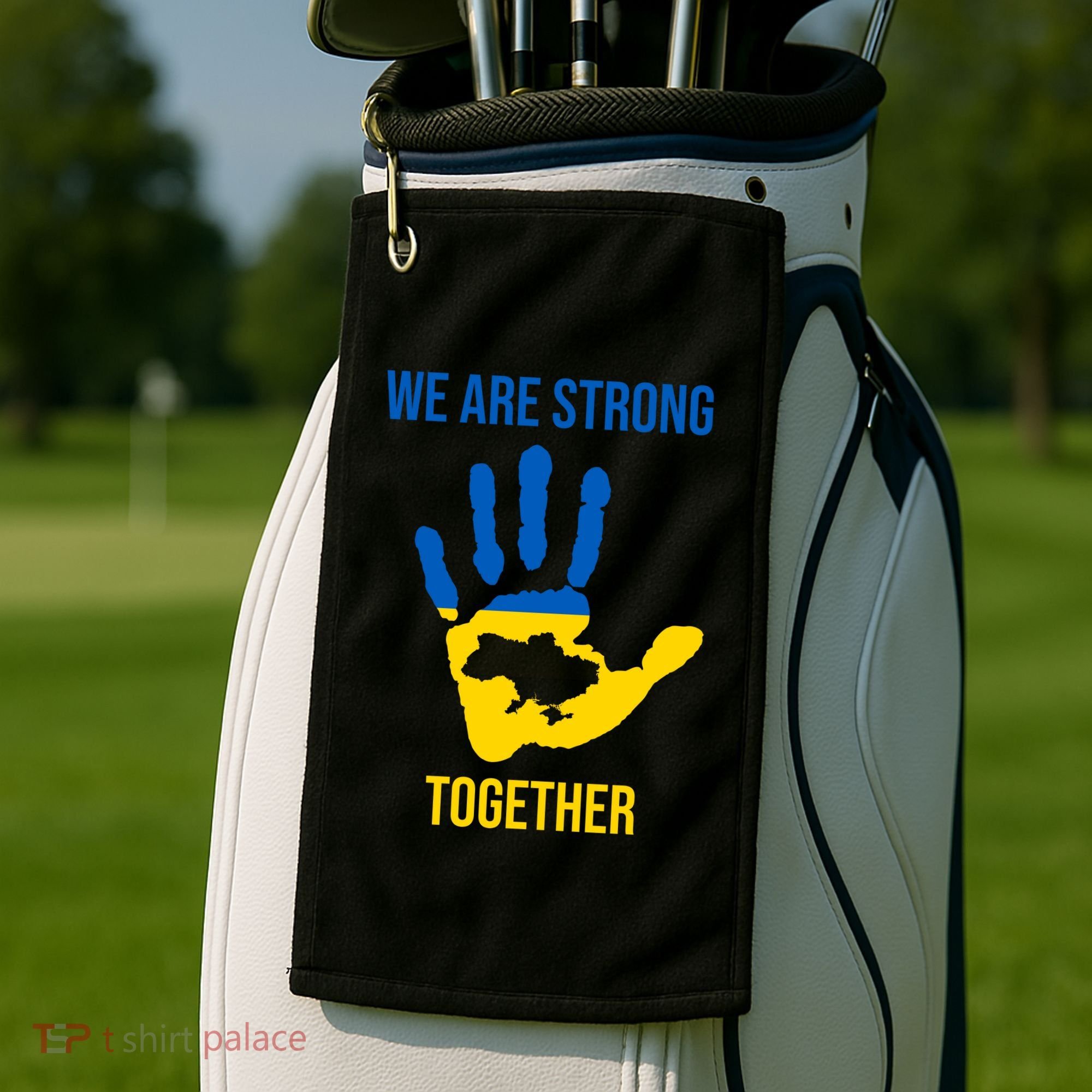 We Are Strong Together Ukraine Hand Print Golf Towel