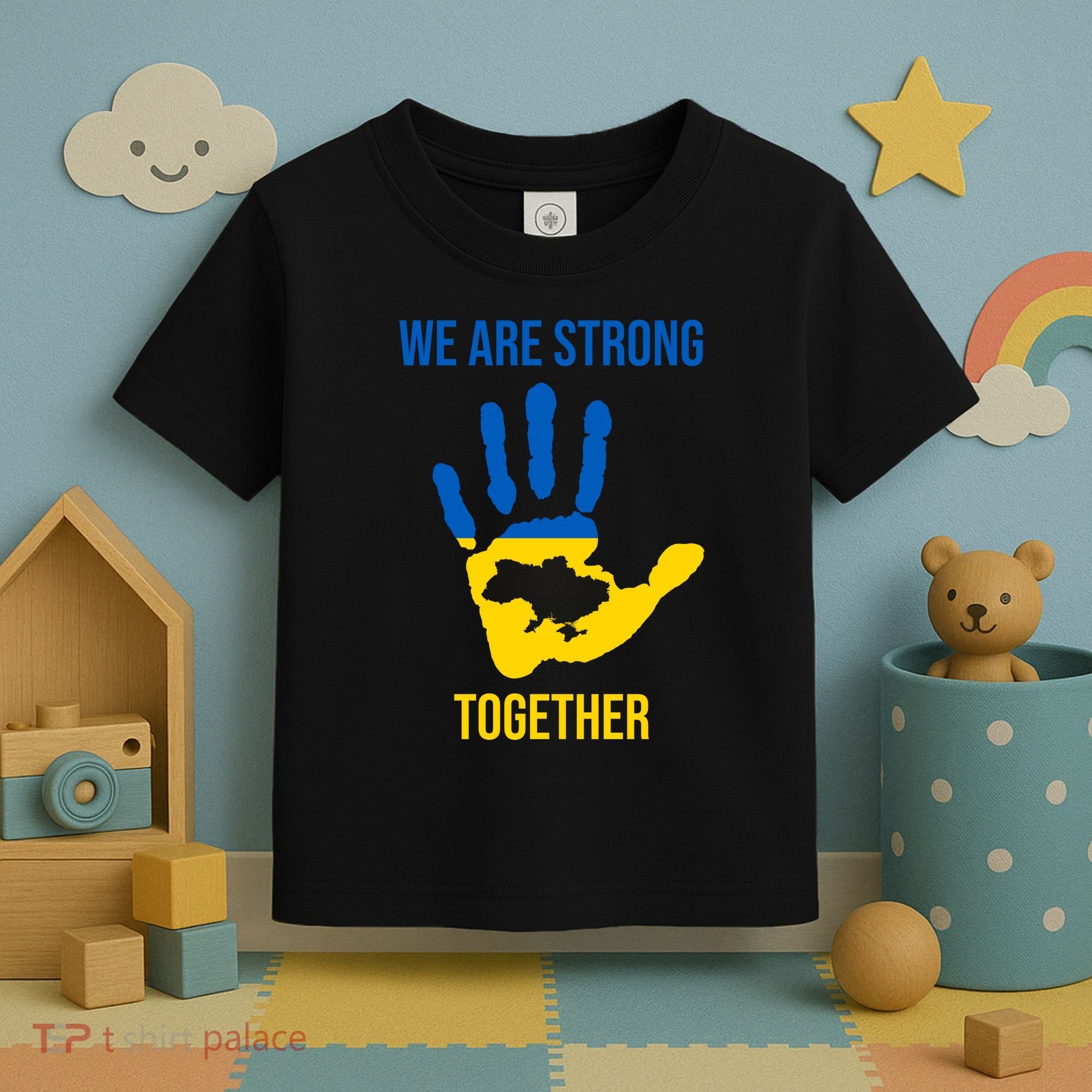 We Are Strong Together Ukraine Hand Print Toddler T-Shirt
