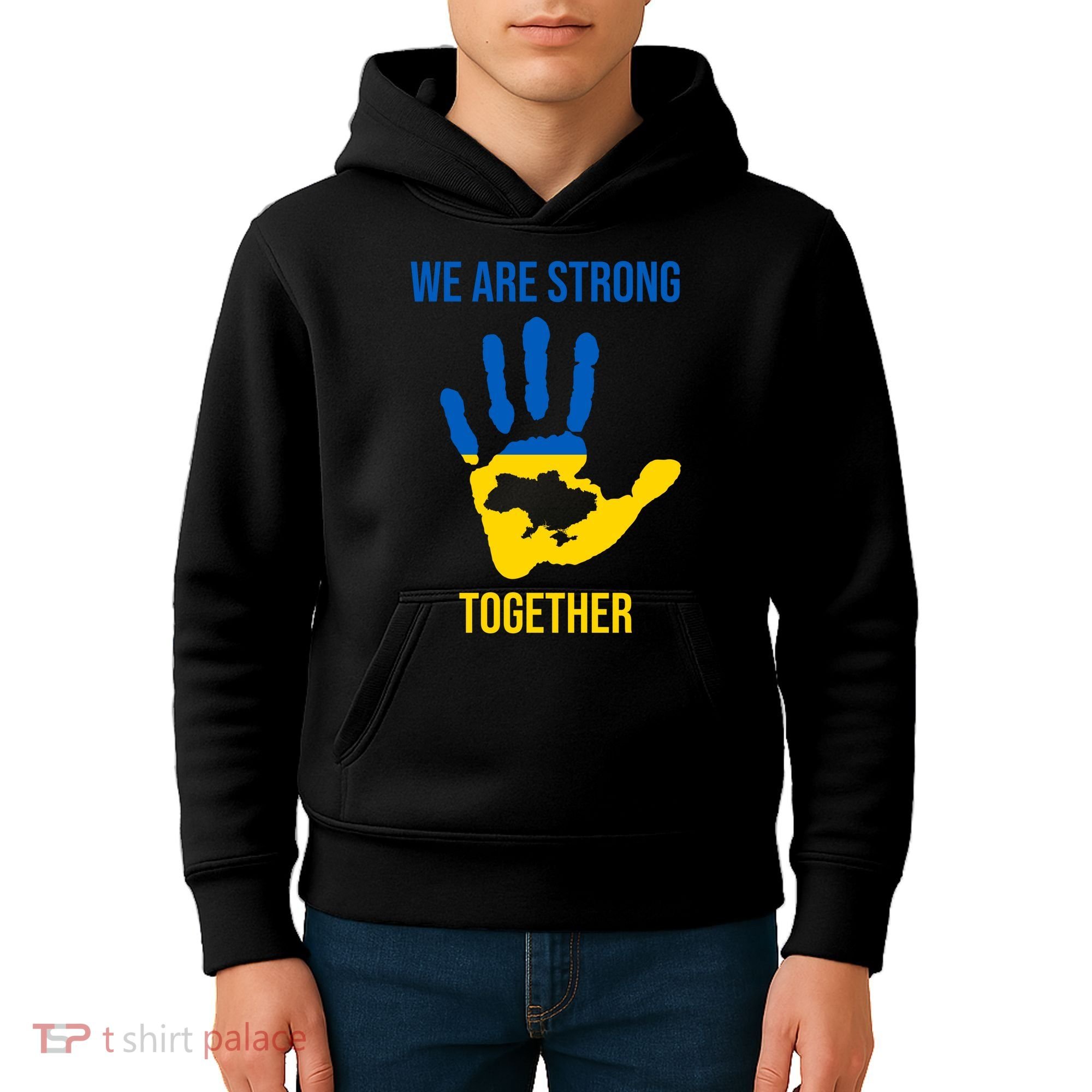 We Are Strong Together Ukraine Hand Print Kids Hoodie