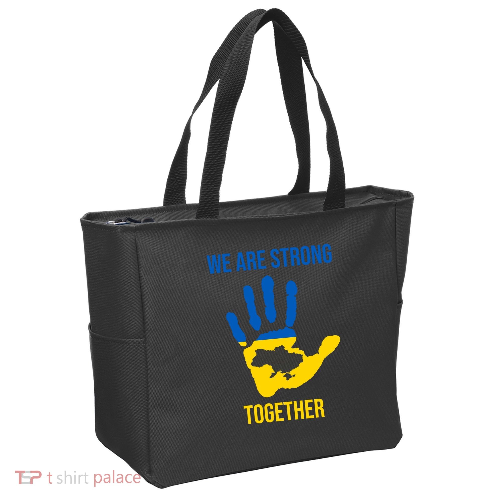 We Are Strong Together Ukraine Hand Print Tote Bag