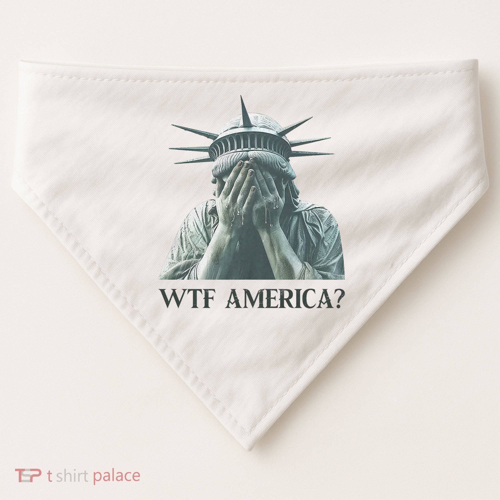 WTF America Statue of Liberty Cry USA-Made Doggie Bandana