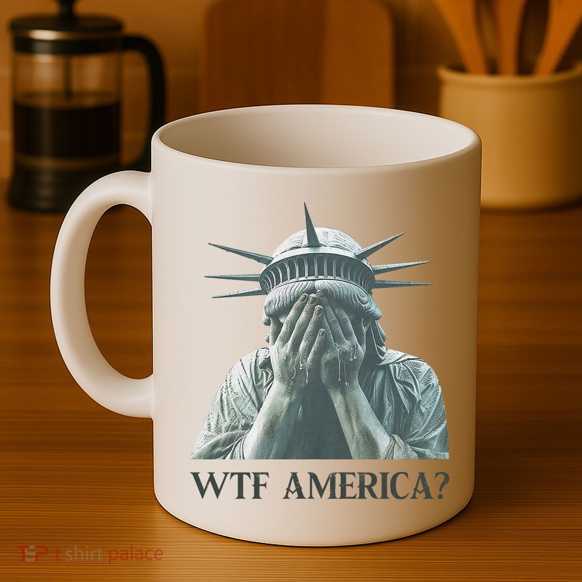 WTF America Statue of Liberty Cry Coffee Mug