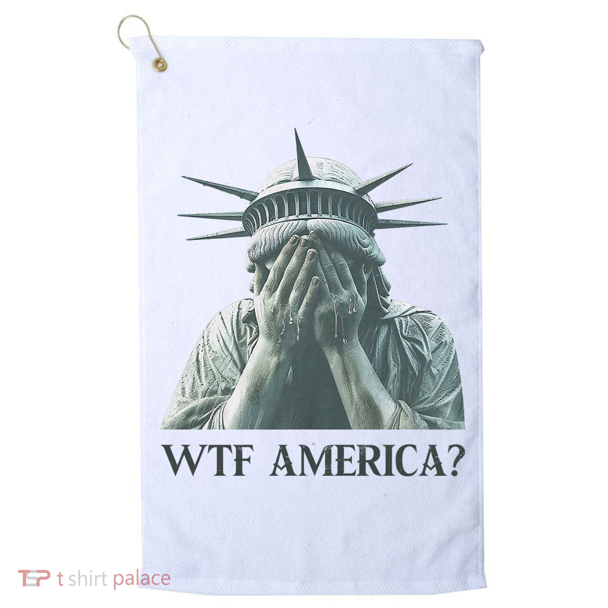 WTF America Statue of Liberty Cry Golf Towel