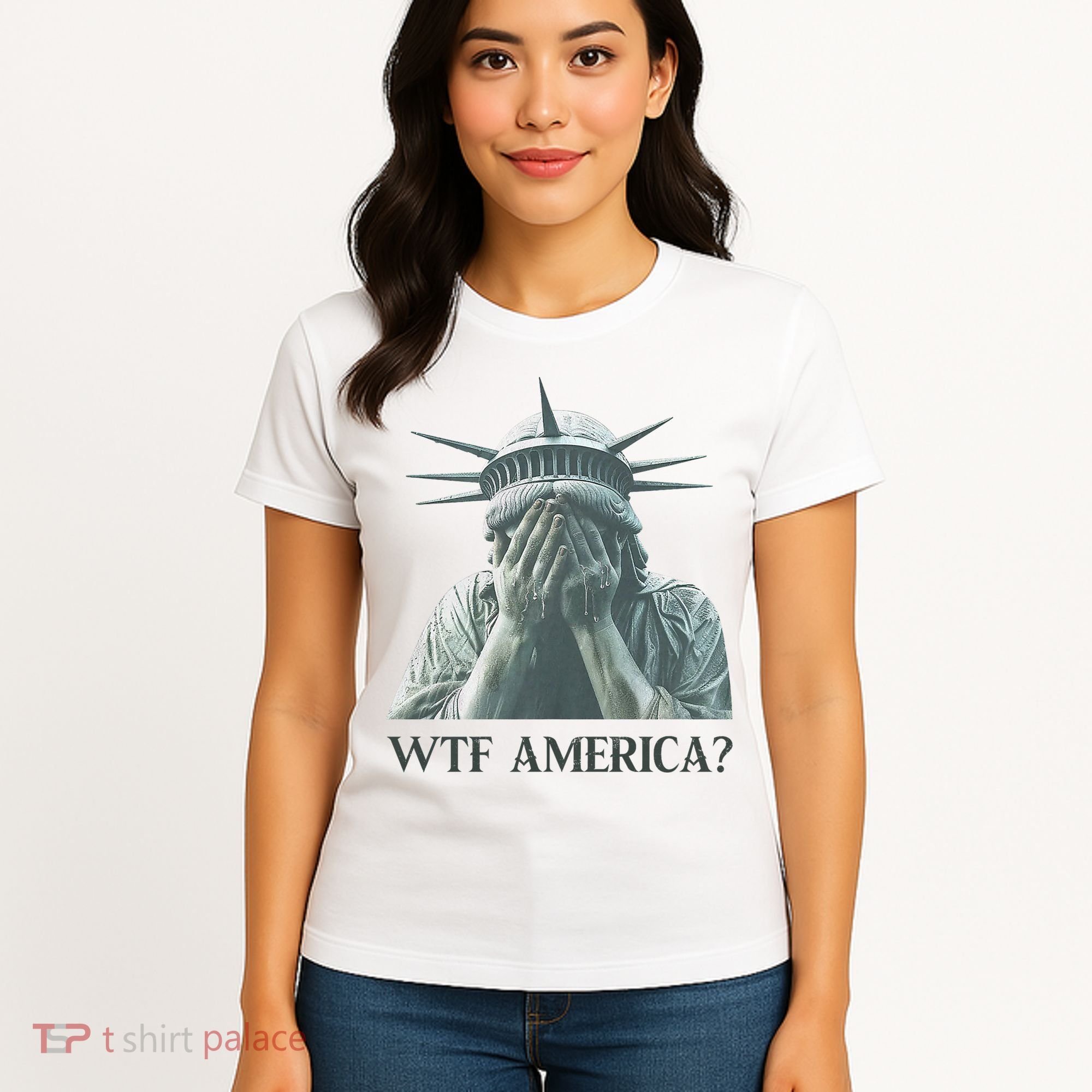 WTF America Statue of Liberty Cry Women's T-Shirt