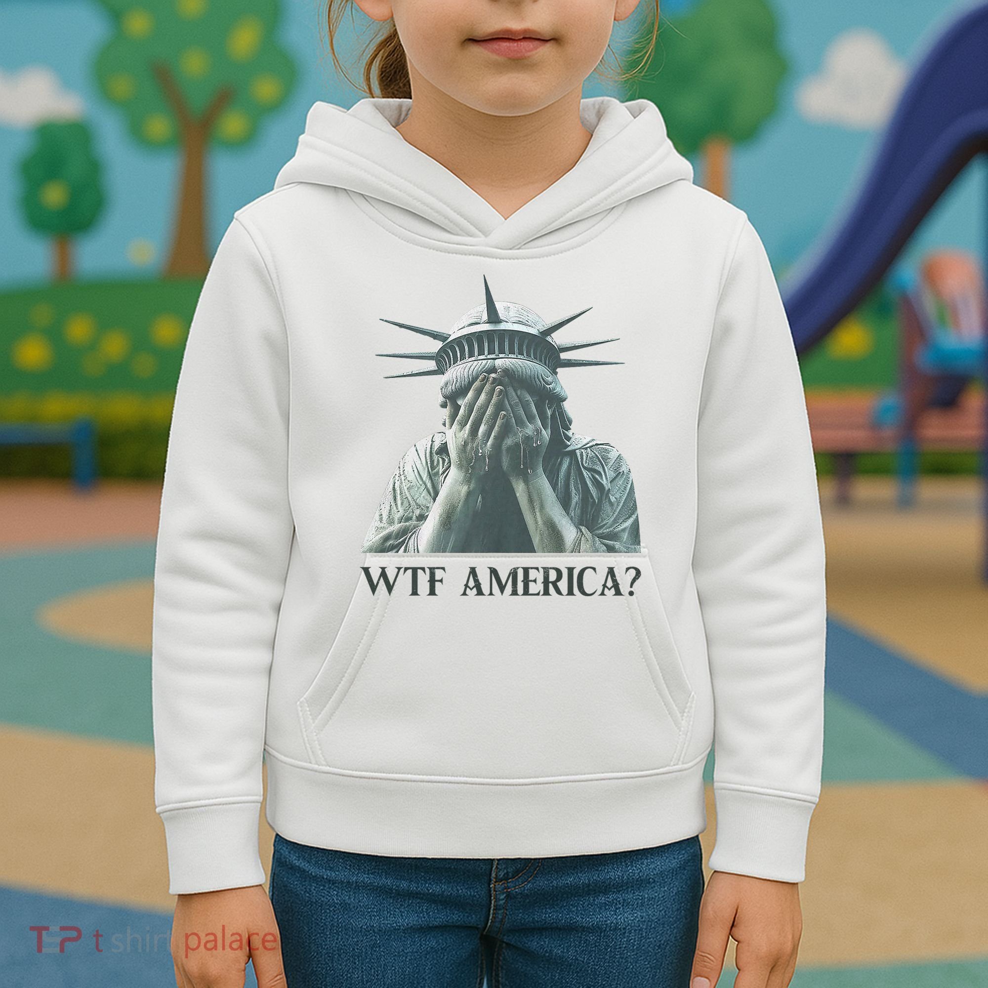 WTF America Statue of Liberty Cry Kids Hoodie