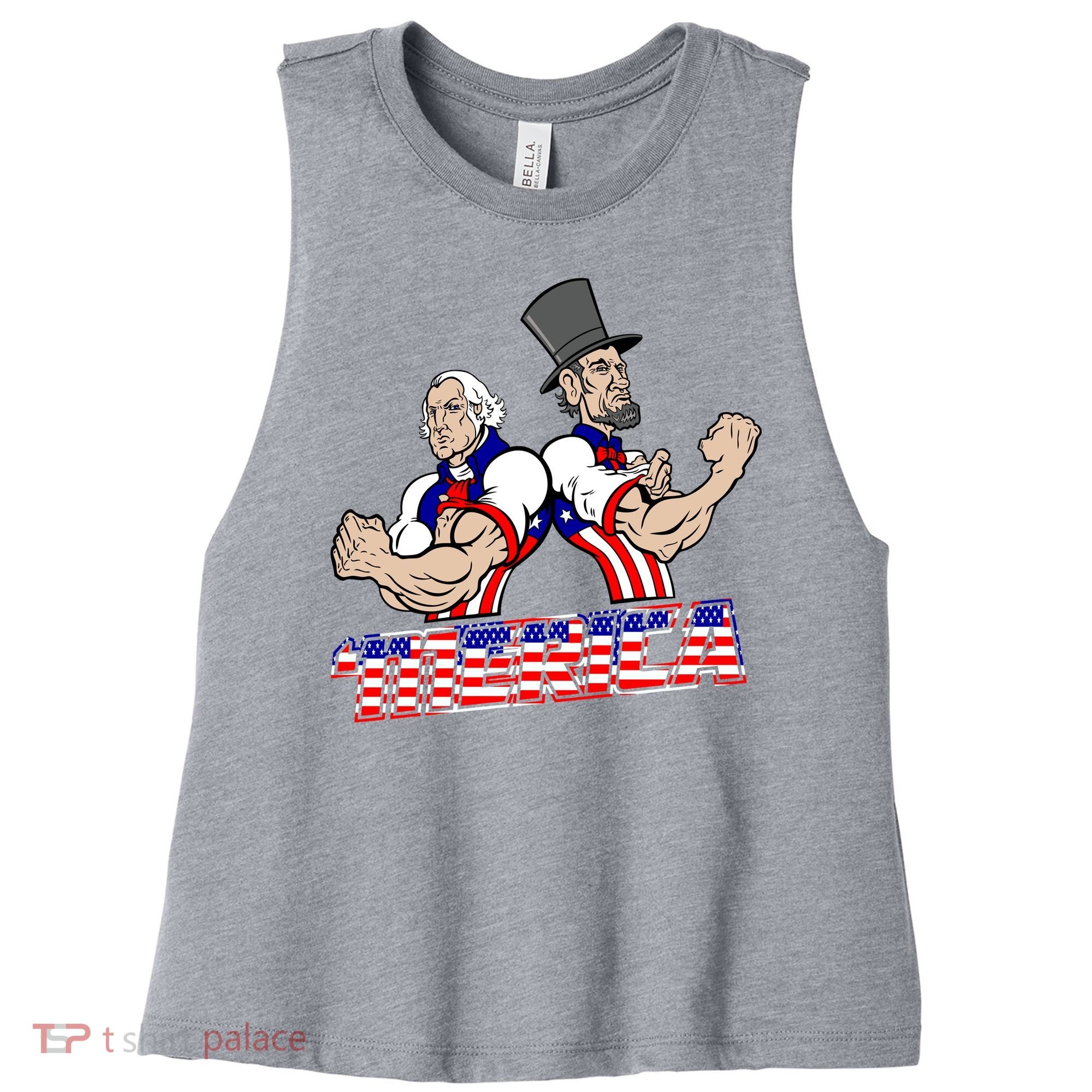 Washington And Lincoln 'Merica Women's Racerback Cropped Tank