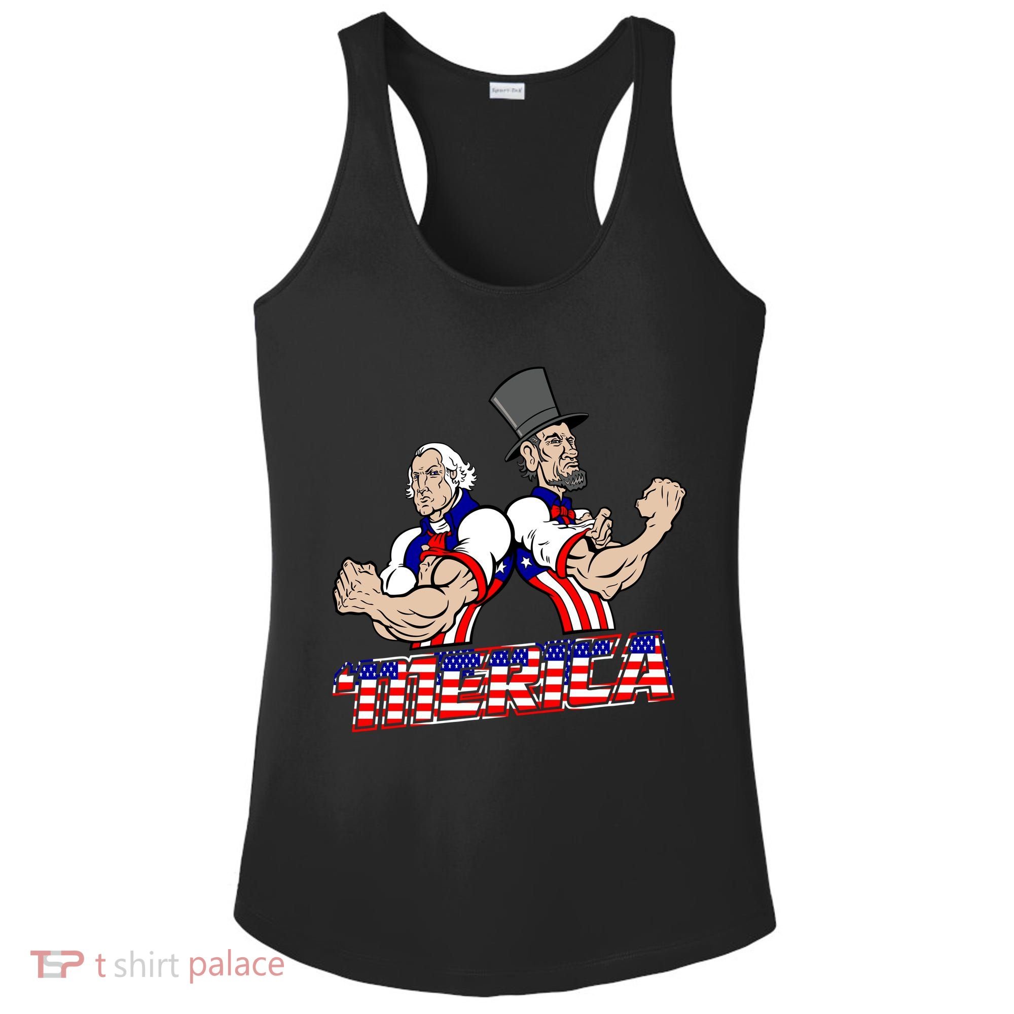Washington And Lincoln 'Merica Ladies PosiCharge Competitor Racerback Tank