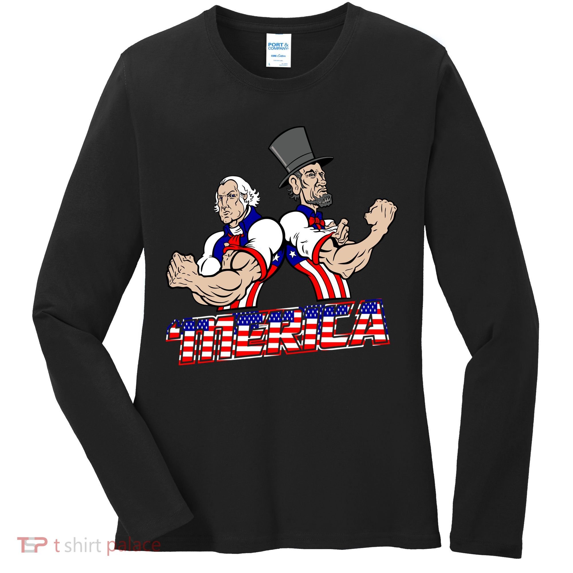 Washington And Lincoln 'Merica Women's Long Sleeve Shirt