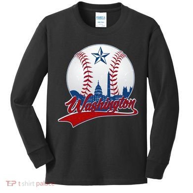 Washington Baseball Vintage Style Fan Kids Long Sleeve Shirt