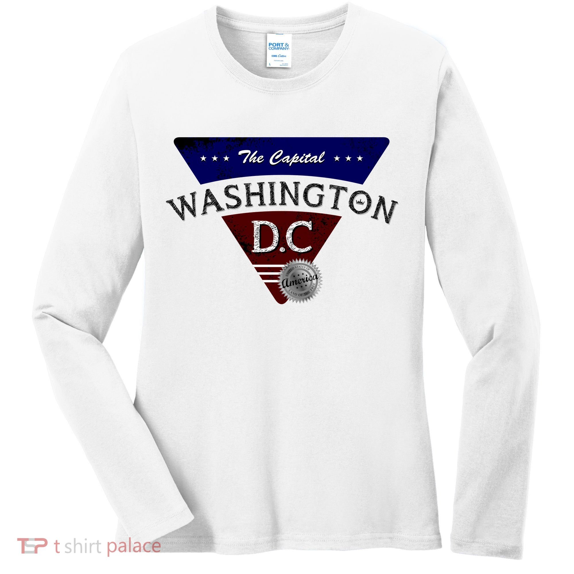 Washington D.C Land of the Free Logo Women's Long Sleeve Shirt