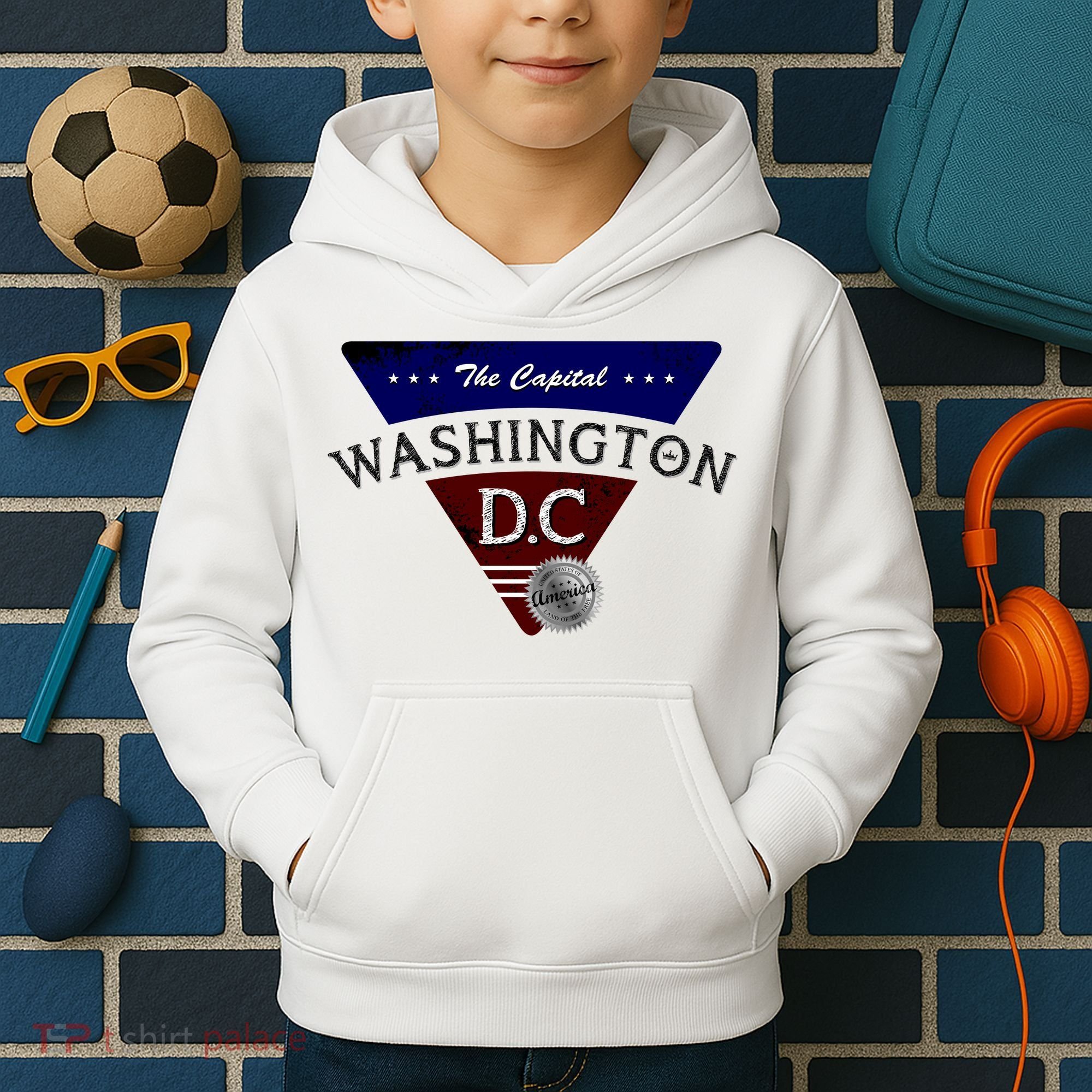 Washington D.C Land of the Free Logo Kids Hoodie