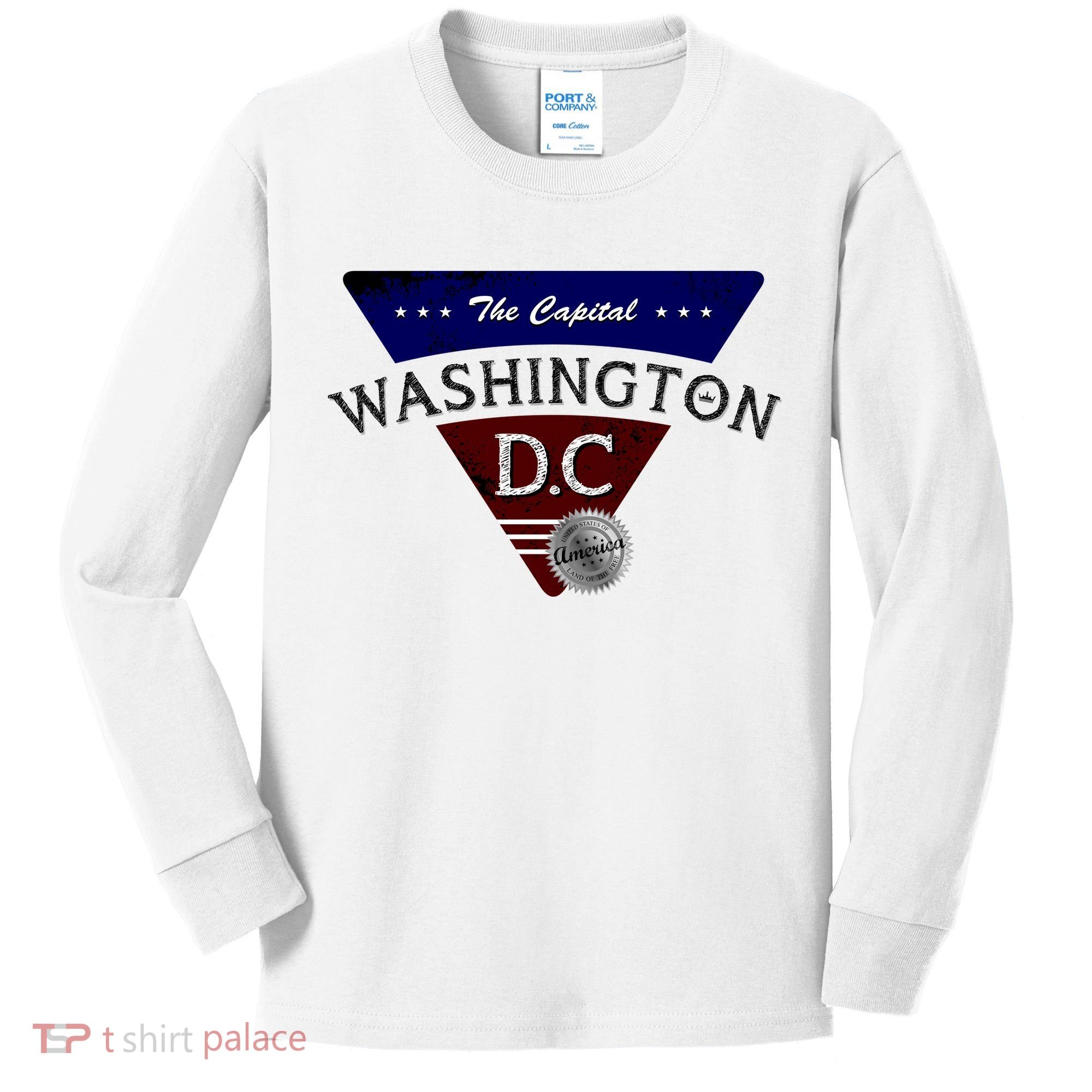 Washington D.C Land of the Free Logo Kids Long Sleeve Shirt