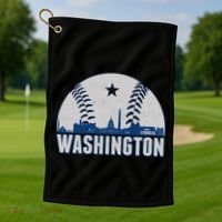 Washington DC Baseball Skyline Golf Towel thumb 1