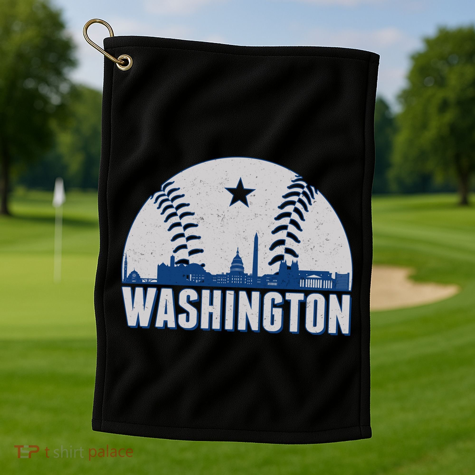 Washington DC Baseball Skyline Golf Towel
