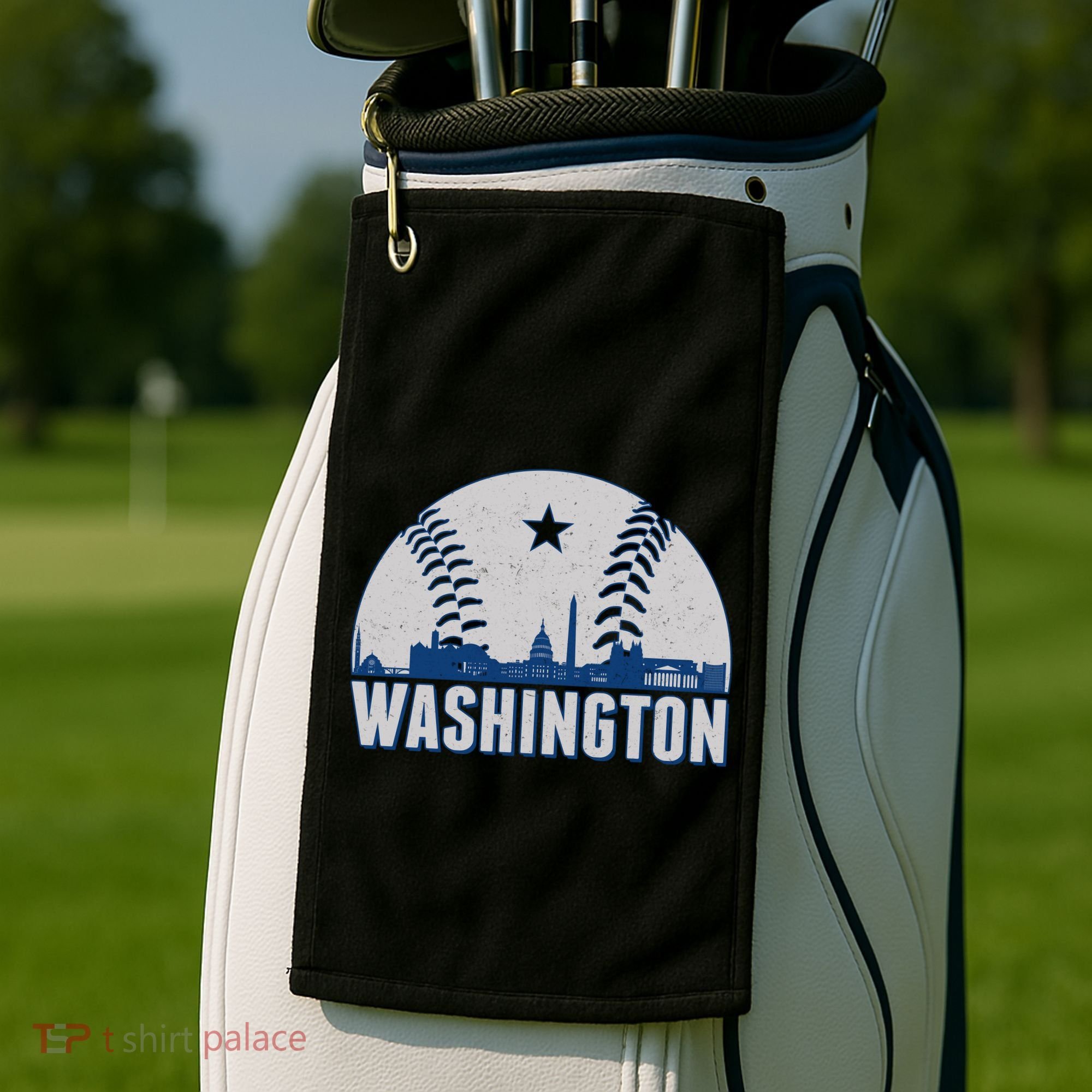 Washington DC Baseball Skyline Golf Towel
