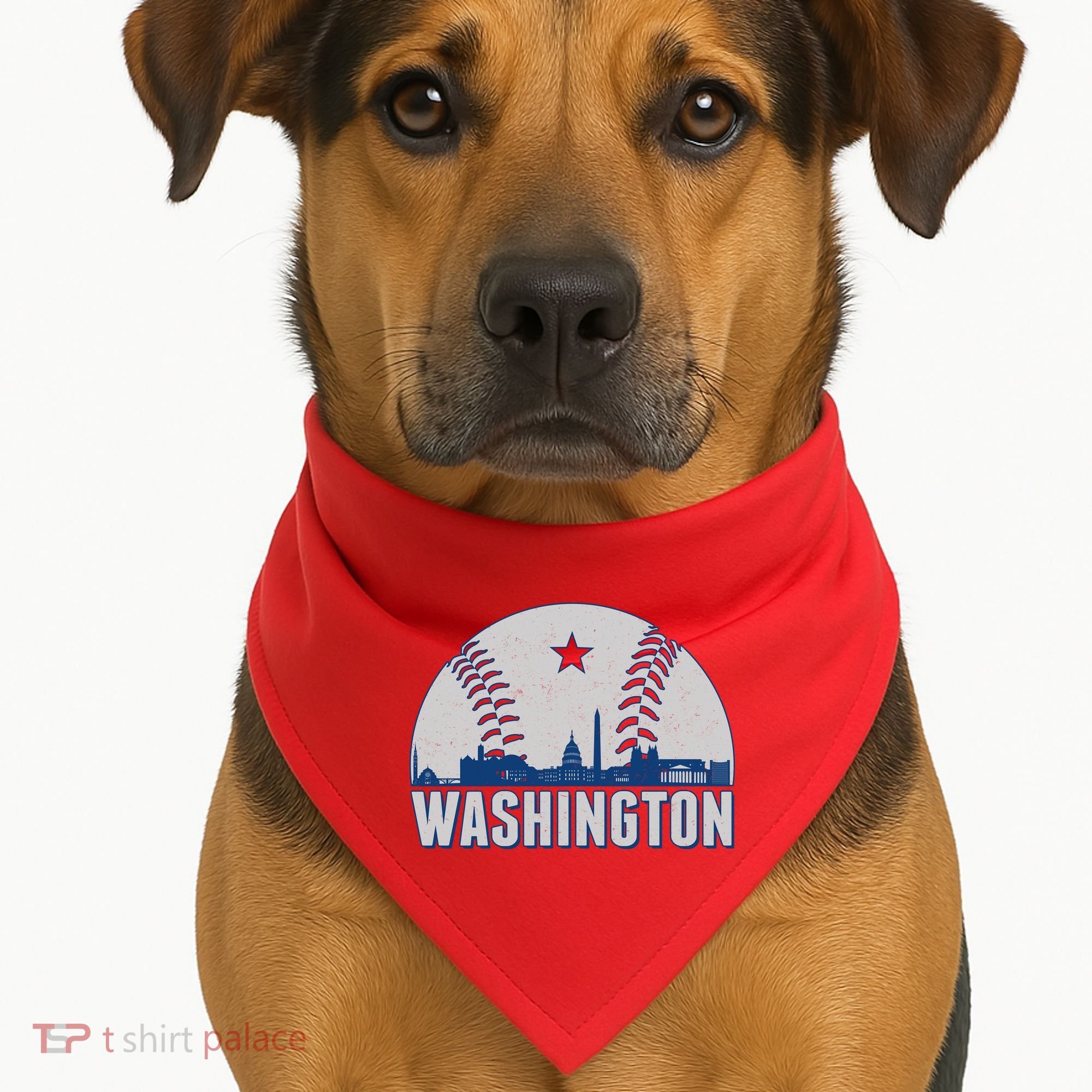 Washington DC Baseball Skyline USA-Made Doggie Bandana