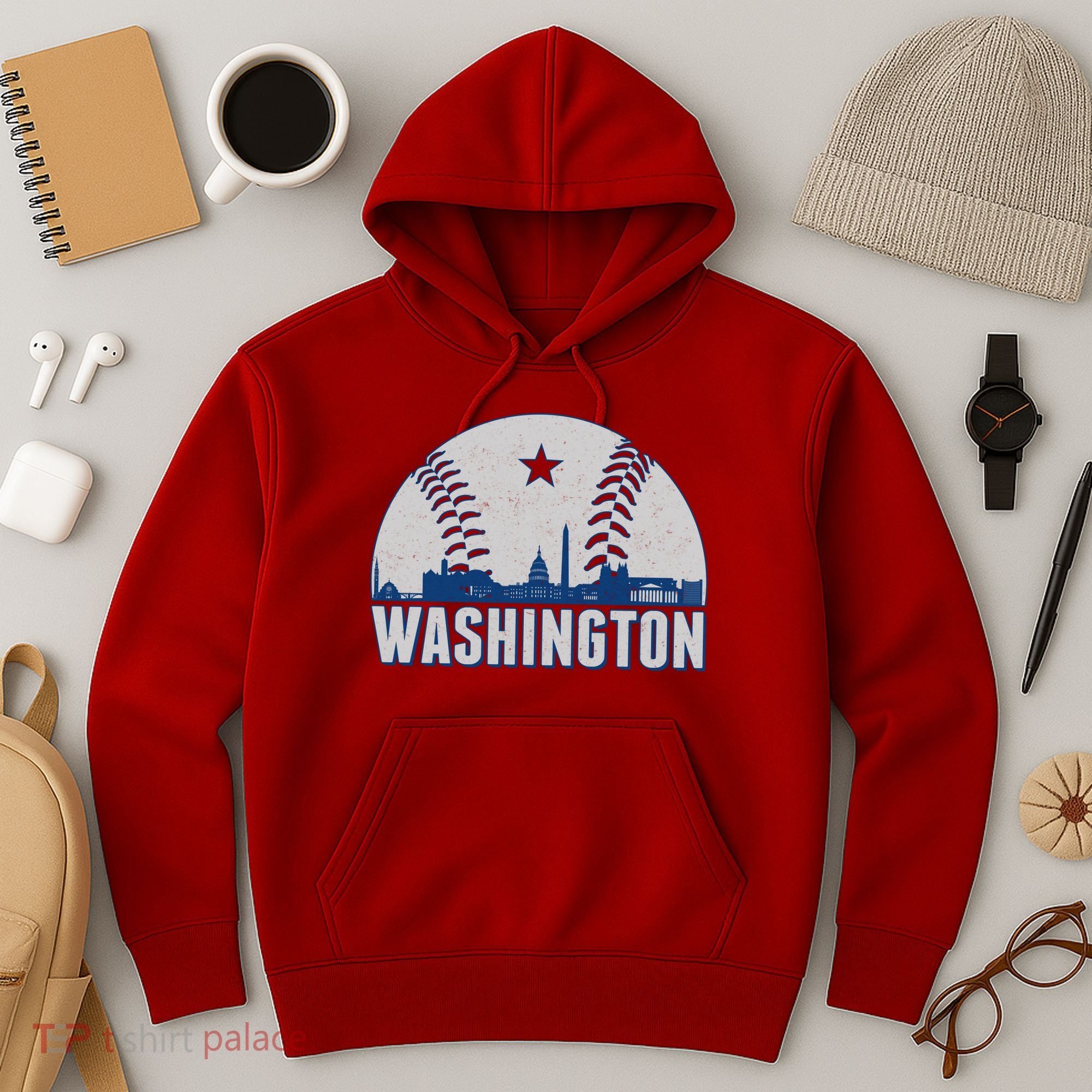 Washington DC Baseball Skyline Hoodie