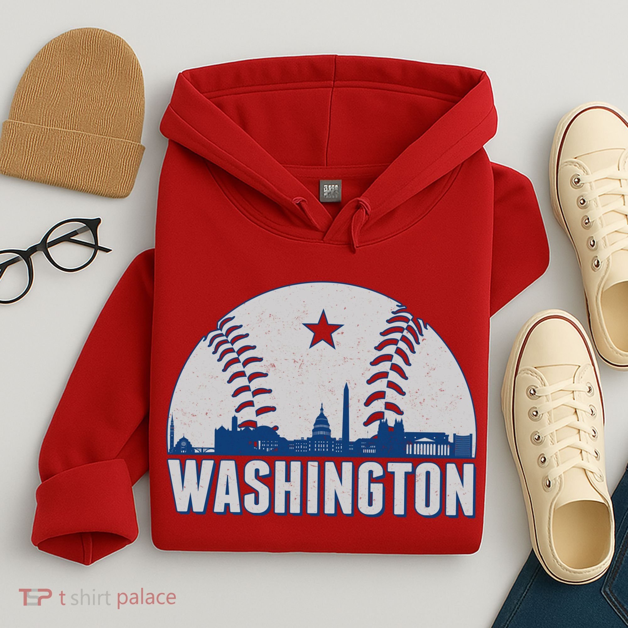 Washington DC Baseball Skyline Hoodie