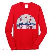 Washington DC Baseball Skyline Long Sleeve Shirt thumb 0