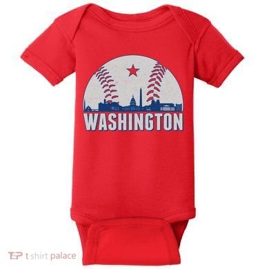 Washington DC Baseball Skyline Baby Bodysuit