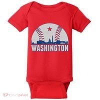 Washington DC Baseball Skyline Baby Bodysuit thumb 0