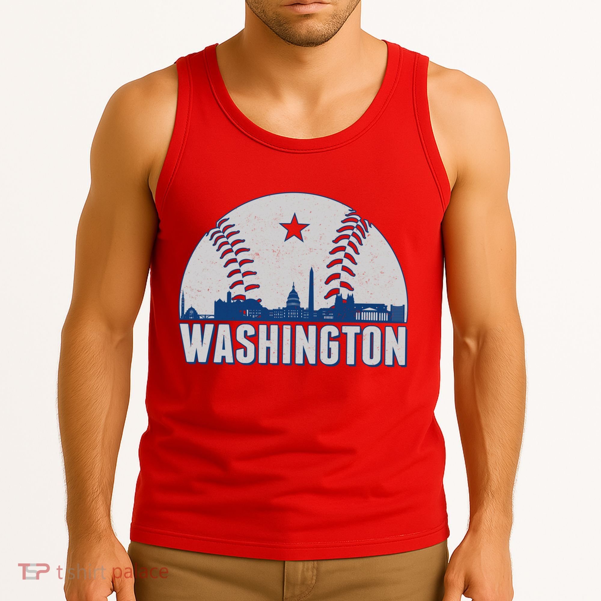 Washington DC Baseball Skyline Tank Top