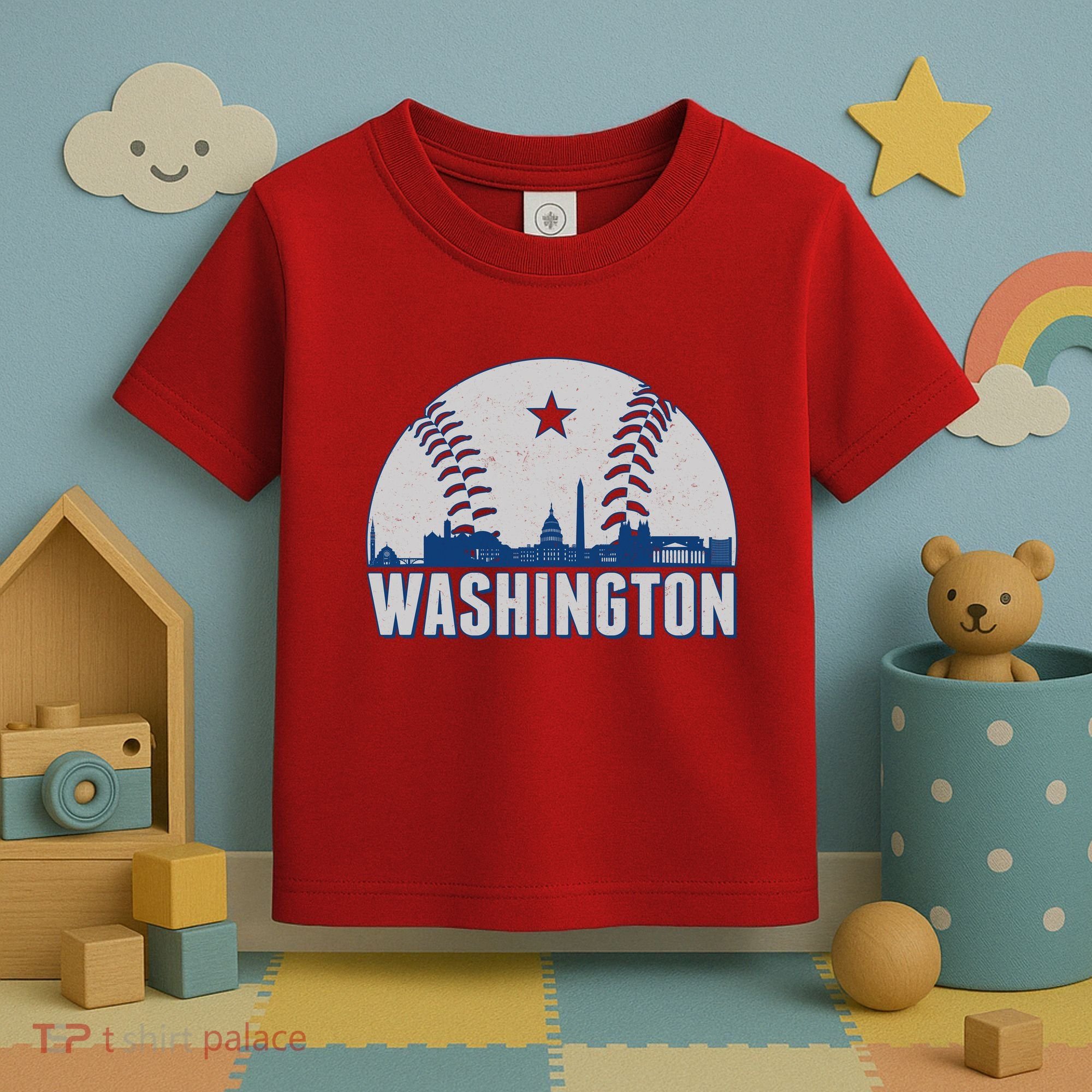 Washington DC Baseball Skyline Toddler T-Shirt