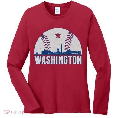Washington DC Baseball Skyline Women's Long Sleeve Shirt