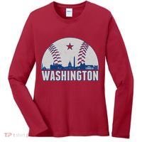 Washington DC Baseball Skyline Women's Long Sleeve Shirt thumb 0