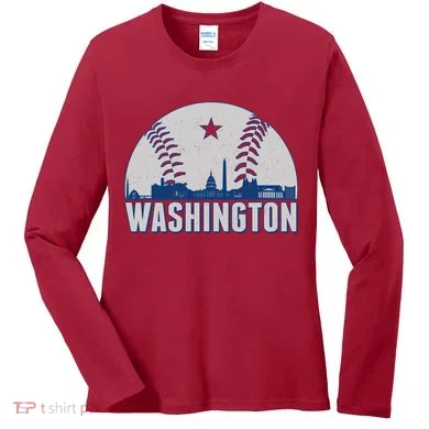 Washington DC Baseball Skyline Women's Long Sleeve Shirt