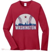 Washington DC Baseball Skyline Women's Long Sleeve Shirt thumb 0