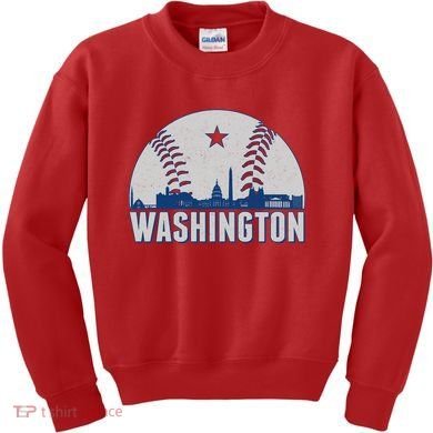 Washington DC Baseball Skyline Kids Sweatshirt