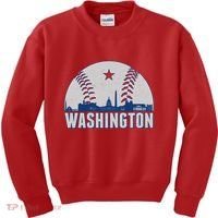 Washington DC Baseball Skyline Kids Sweatshirt thumb 0