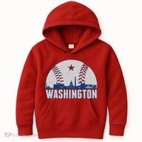 Washington DC Baseball Skyline Kids Hoodie thumb 0