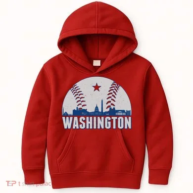 Washington DC Baseball Skyline Kids Hoodie