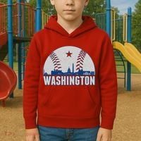 Washington DC Baseball Skyline Kids Hoodie thumb 2