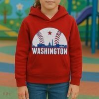 Washington DC Baseball Skyline Kids Hoodie thumb 3