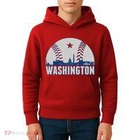 Washington DC Baseball Skyline Kids Hoodie thumb 4