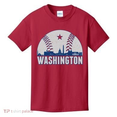Washington DC Baseball Skyline Kids T-Shirt