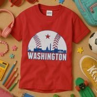 Washington DC Baseball Skyline Kids T-Shirt thumb 3