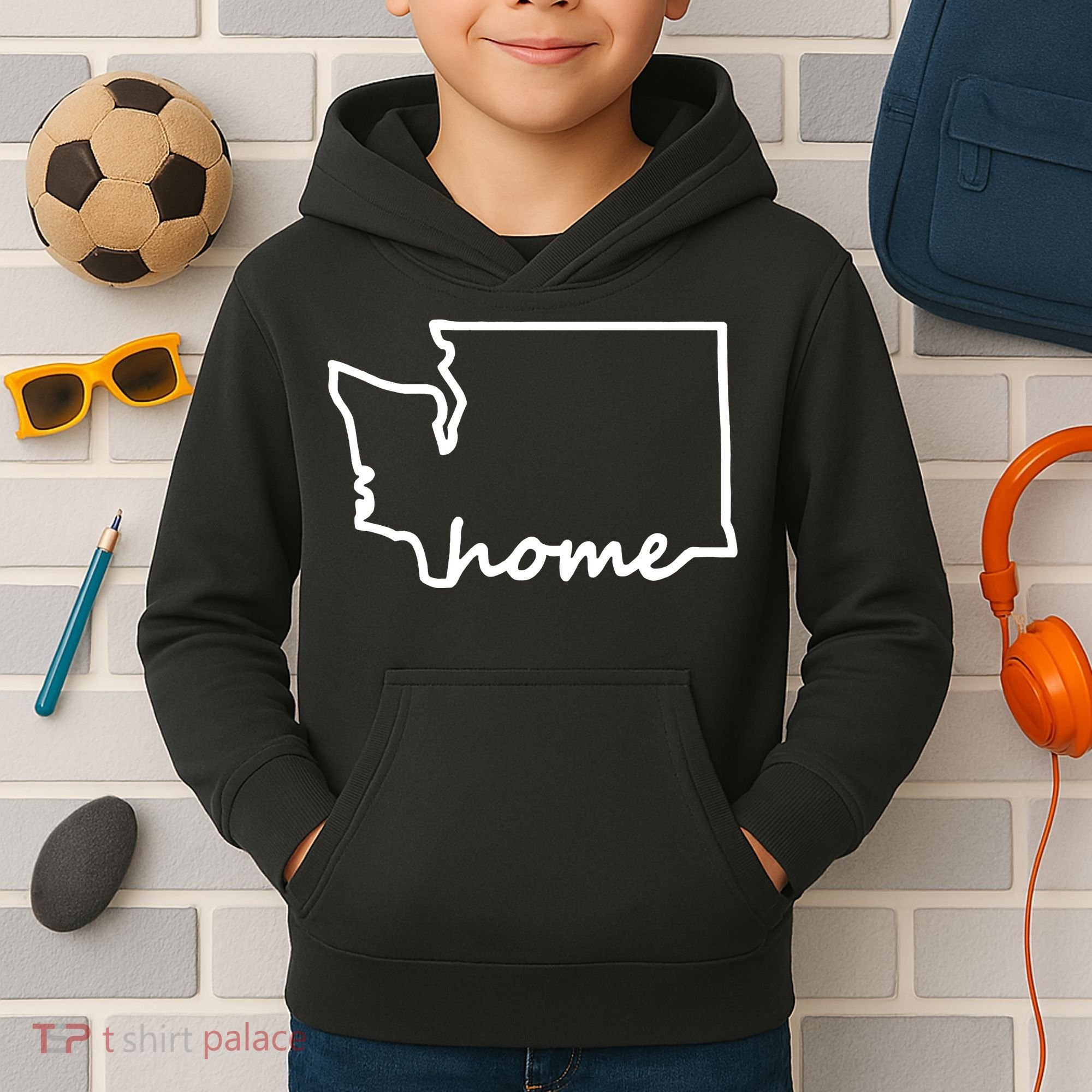 Washington Home State Map Kids Hoodie
