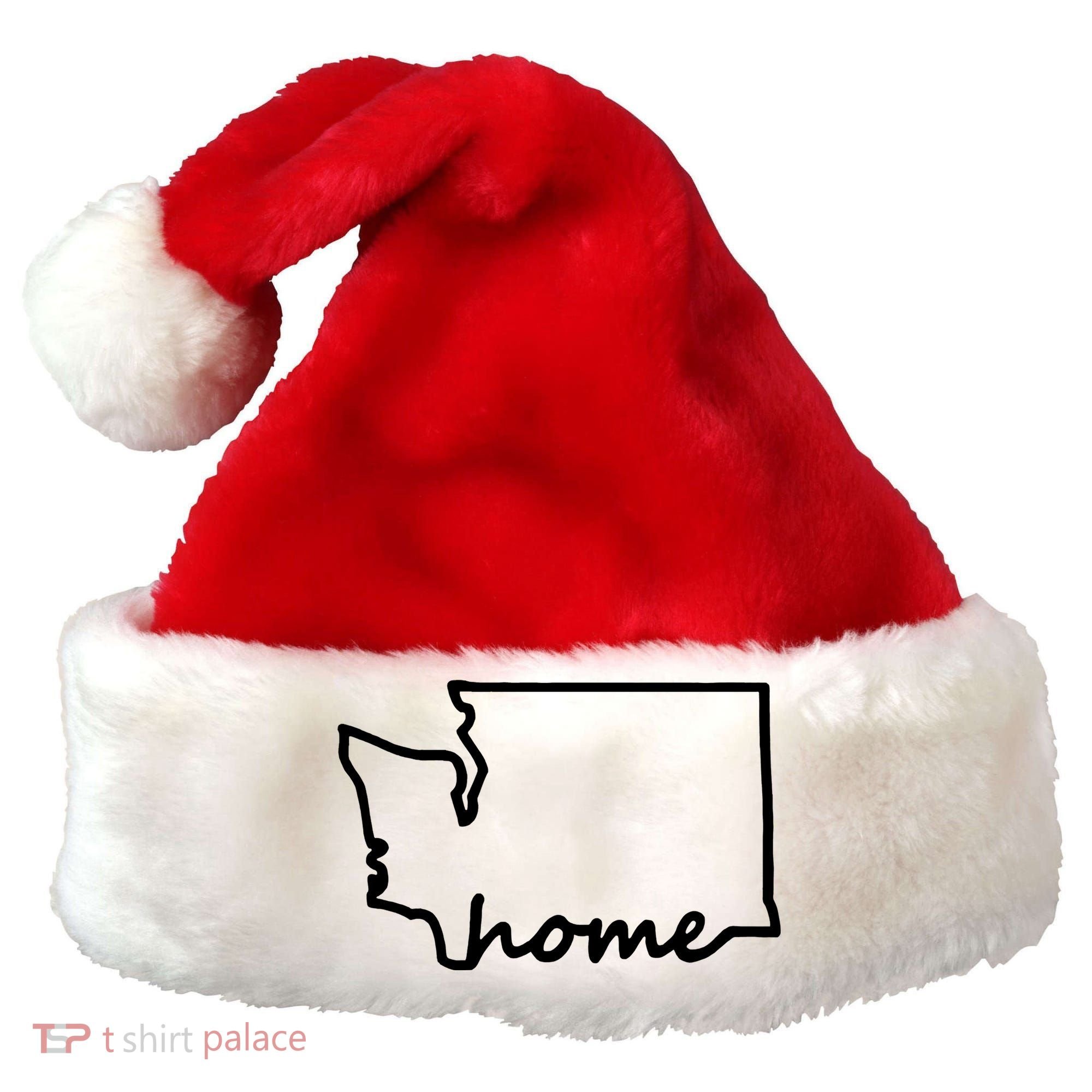 Washington Home State Map Santa Hat