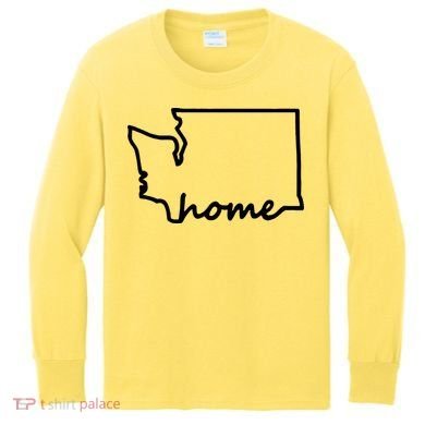 Washington Home State Map Kids Long Sleeve Shirt