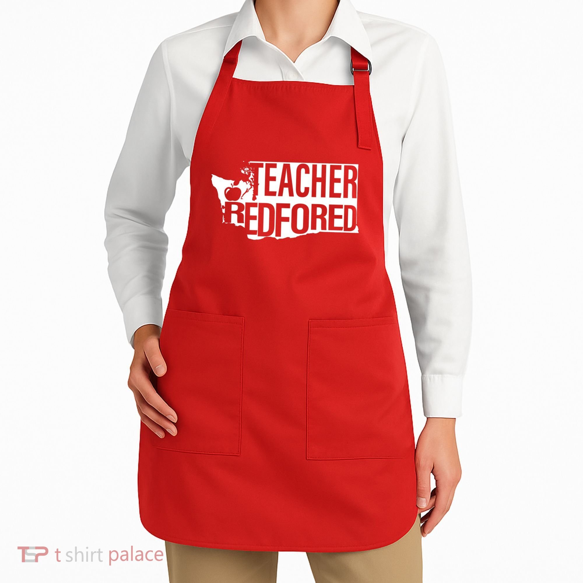 Washington Teacher Red For Ed Education Apron