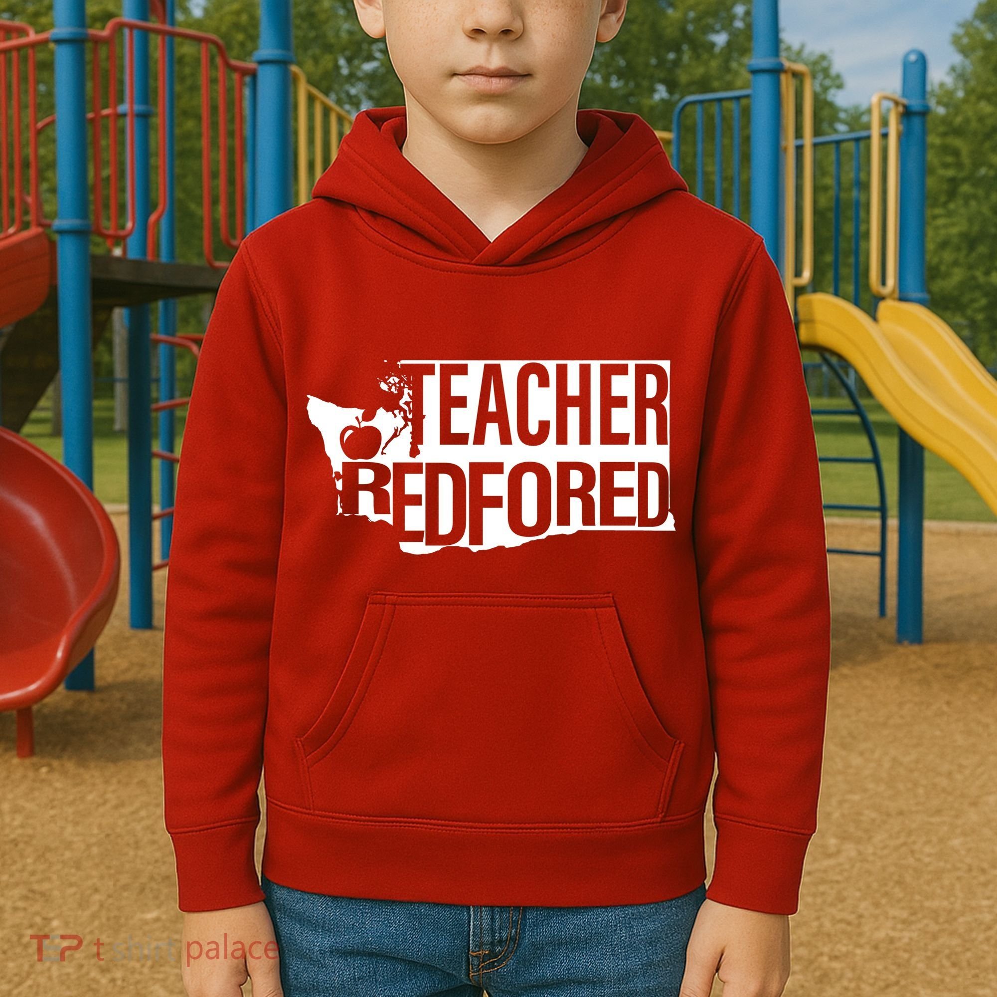 Washington Teacher Red For Ed Education Kids Hoodie