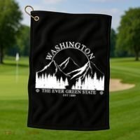 Washington The Ever Green State Golf Towel thumb 1