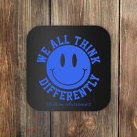 We All Think Differently Autism Awareness Smile Face Coaster thumb 0
